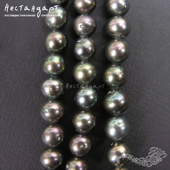 Жемчуг натуральный Peacock Black 9-10 мм, изображение 5