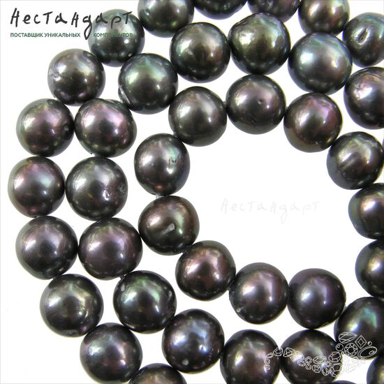 Жемчуг натуральный Peacock Black 9-10 мм, изображение 6