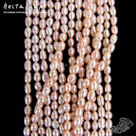 Жемчуг натуральный персиковый Persian Rice 4х3 мм (нить 12 см), изображение 3