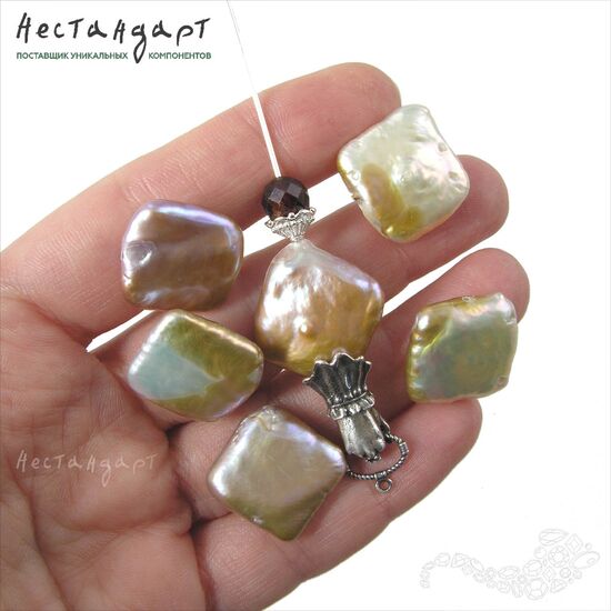 Жемчуг натуральный Lilac Square 18 мм, изображение 2