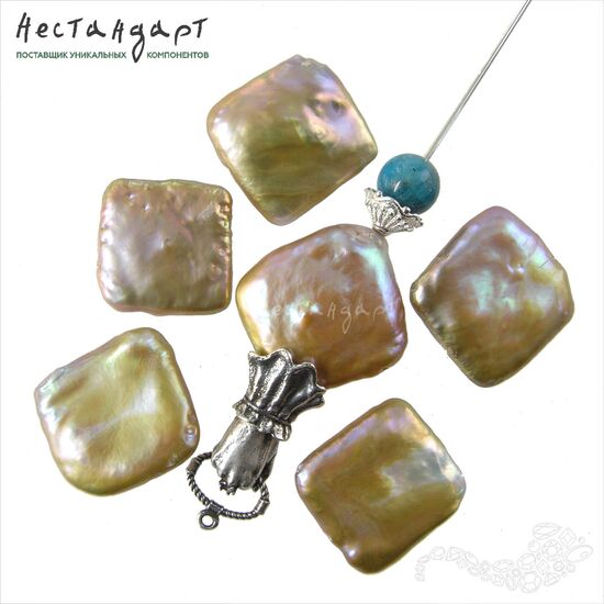 Жемчуг натуральный Lilac Square 18 мм, изображение 4