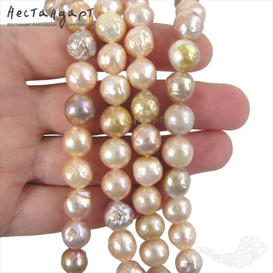 Жемчуг натуральный Baroque Kasumi розово-золотой 10 мм, изображение 2