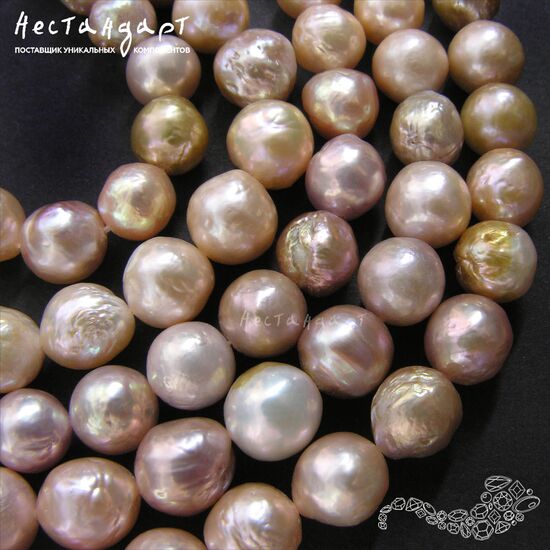 Жемчуг натуральный Baroque Kasumi розово-золотой 10 мм, изображение 3