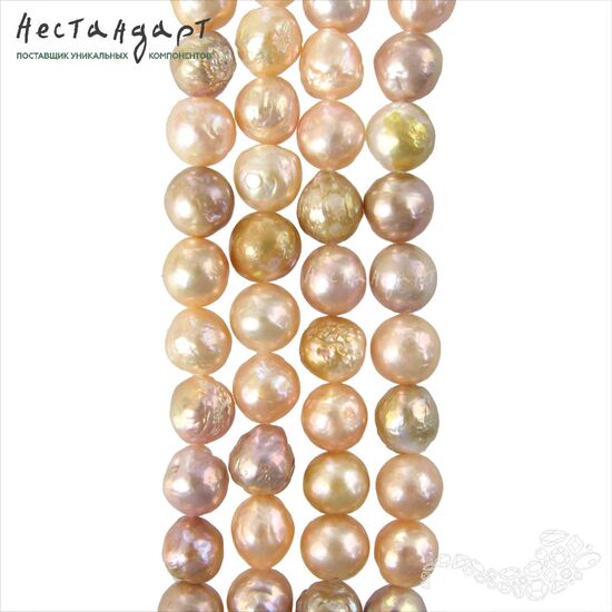 Жемчуг натуральный Baroque Kasumi розово-золотой 10 мм, изображение 4