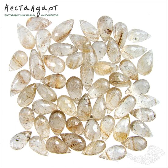 Кварц натуральный с золотым рутилом Tear Briolette 12-14 мм, изображение 6