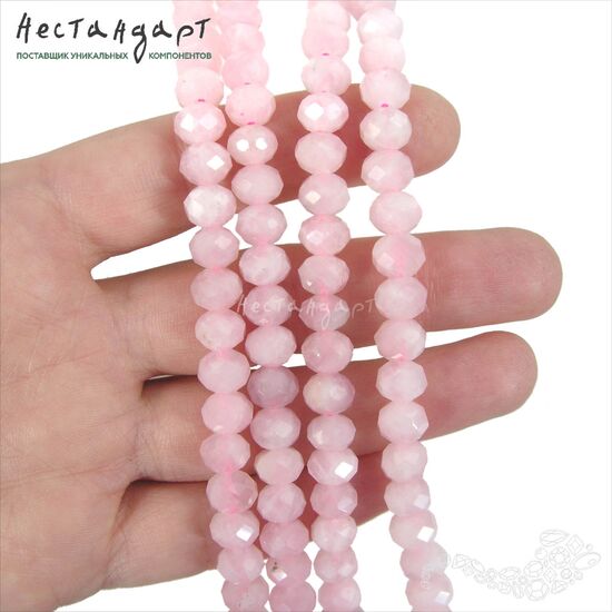 Кварц натуральный розовый рондель с огранкой 8х6 мм (уп. 5 шт.), изображение 2