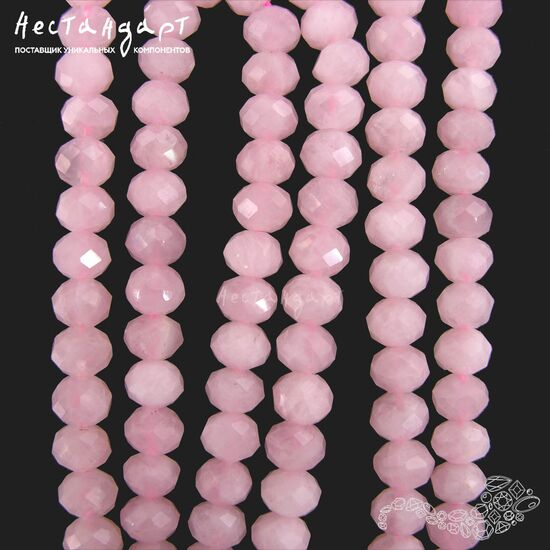 Кварц натуральный розовый рондель с огранкой 8х6 мм (уп. 5 шт.), изображение 3