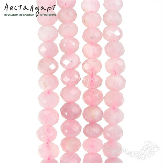 Кварц натуральный розовый рондель с огранкой 8х6 мм (уп. 5 шт.), изображение 4