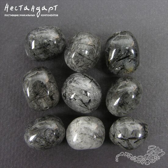 Кварц натуральный с включением шерла Oval 15-17х13-14 мм, изображение 3