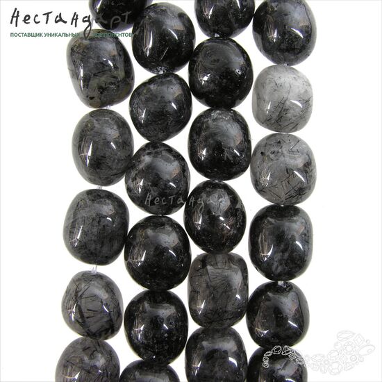 Кварц натуральный с включением шерла Oval 15-17х13-14 мм, изображение 4