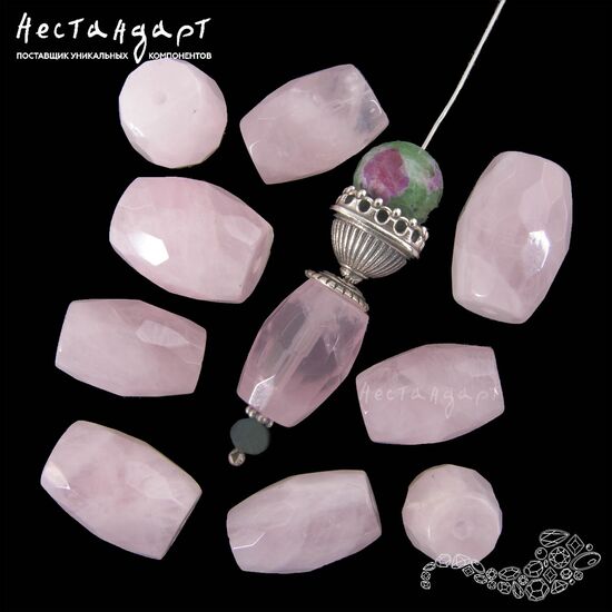 Кварц натуральный розовый Barrel 15-16х10-12 мм