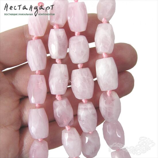 Кварц натуральный розовый Barrel 15-16х10-12 мм, изображение 3