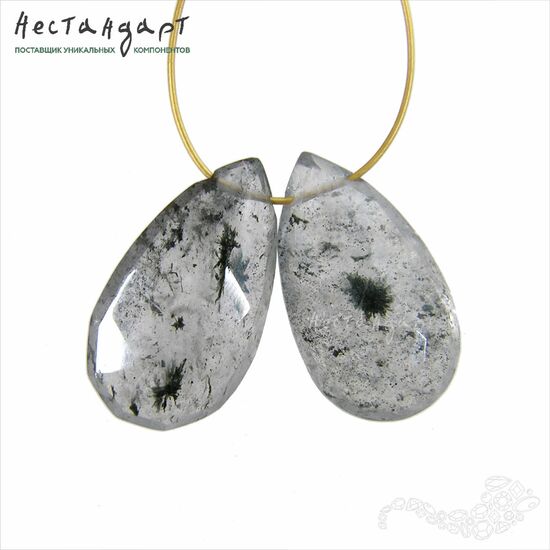 Кварц натуральный с включениями Briolette Tear 14-16 мм (пара)