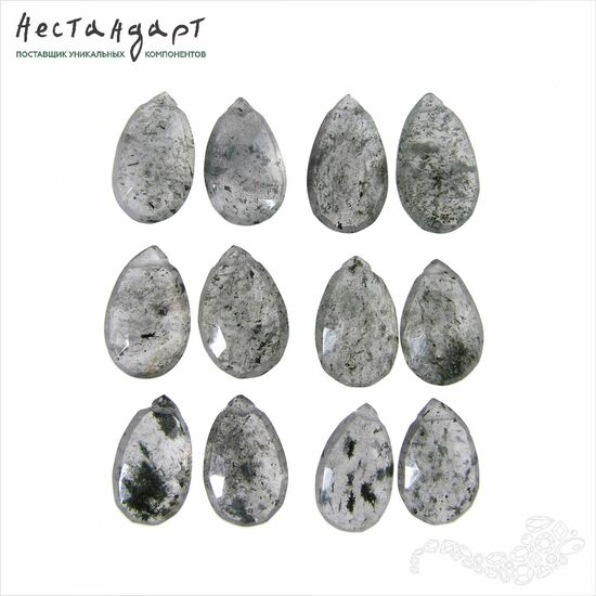 Кварц натуральный с включениями Briolette Tear 14-16 мм (пара), изображение 2