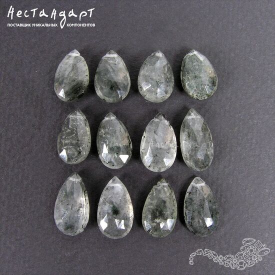 Кварц натуральный с включениями Briolette Tear 14-16 мм (пара), изображение 4