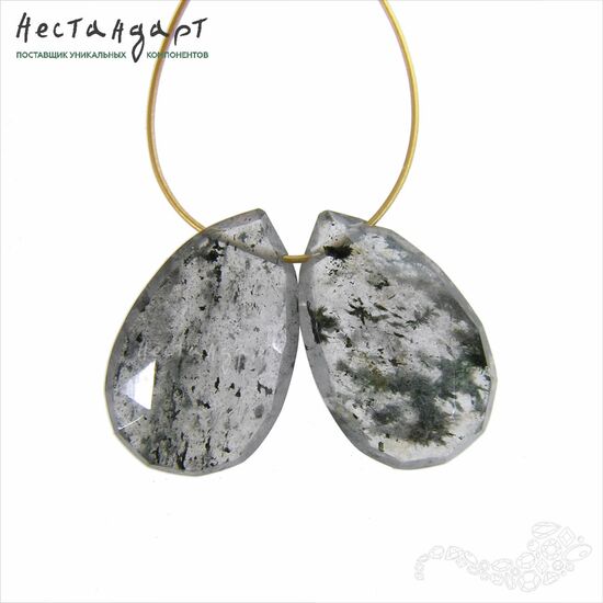 Кварц натуральный с включениями Briolette Tear 14-16 мм (пара), изображение 5