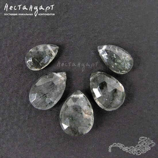 Кварц натуральный с включениями Briolette Tear 8-12 мм (уп. 5 шт), изображение 4