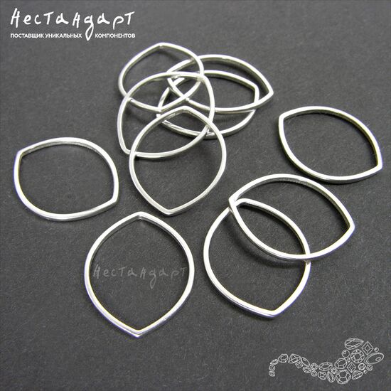 Кольцо декоративное Marquise Sterling Silver Rhodium Plated 21х17 мм, изображение 3