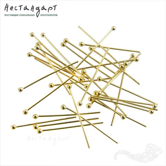 Пин с шариком Vermeil Sterling Silver 20х0,5 мм