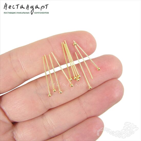 Пин с шариком Vermeil Sterling Silver 20х0,5 мм, изображение 2