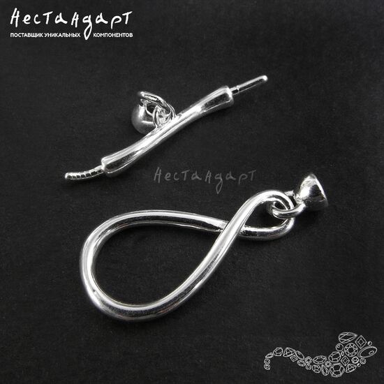 Замок-тогл с концевиками и штифтами Infinito Sterling Silver 22 мм, изображение 3