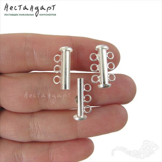 Замок-коннектор с фиксатором 3-strand Sterling Silver 20 мм, изображение 2
