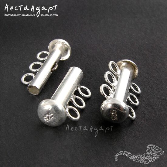 Замок-коннектор с фиксатором 3-strand Sterling Silver 20 мм, изображение 3
