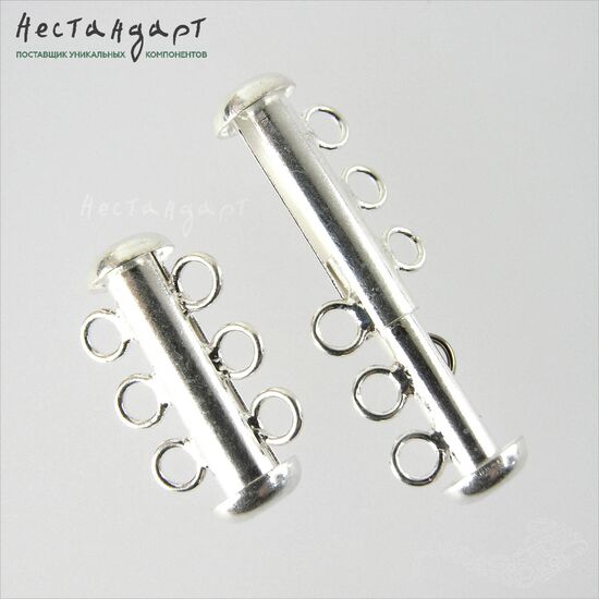 Замок-коннектор с фиксатором 3-strand Sterling Silver 20 мм, изображение 4