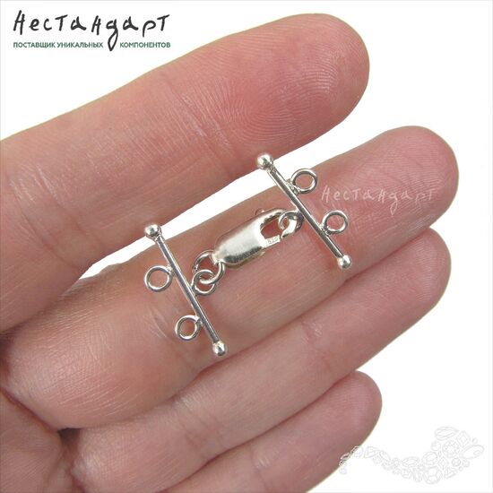 Замок-лобстер с коннекторами Multi Thread Sterling Silver 26 мм, изображение 2