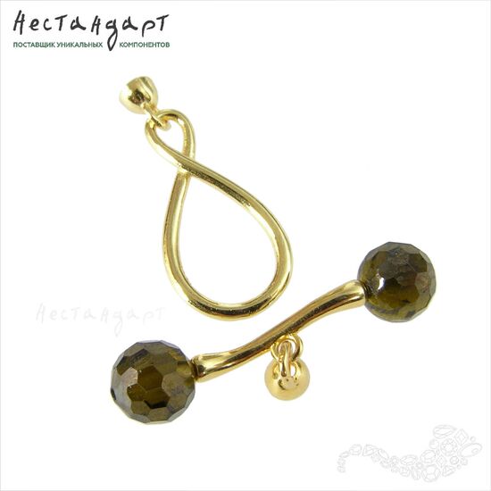 Замок-тогл с концевиками и штифтами Infinito Vermeil Sterling Silver 22 мм