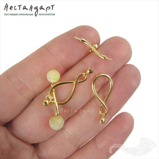 Замок-тогл с концевиками и штифтами Infinito Vermeil Sterling Silver 22 мм, изображение 2