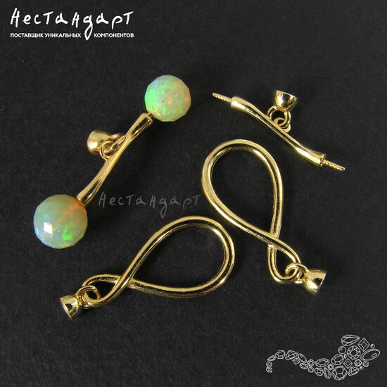 Замок-тогл с концевиками и штифтами Infinito Vermeil Sterling Silver 22 мм, изображение 3