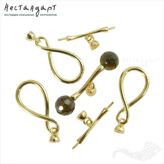 Замок-тогл с концевиками и штифтами Infinito Vermeil Sterling Silver 22 мм, изображение 4