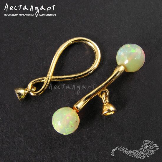 Замок-тогл с концевиками и штифтами Infinito Vermeil Sterling Silver 22 мм, изображение 5