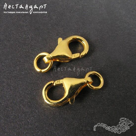 Замок-карабин Vermeil Sterling Silver 10 мм, изображение 2