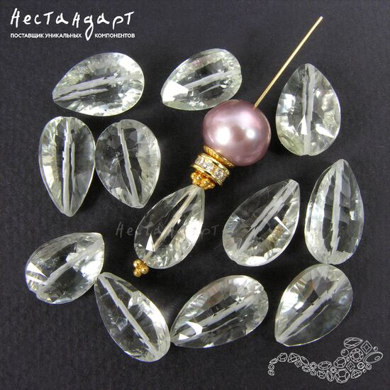 Празиолит натуральный ювелирная огранка Peppermint Tears 14-16 мм