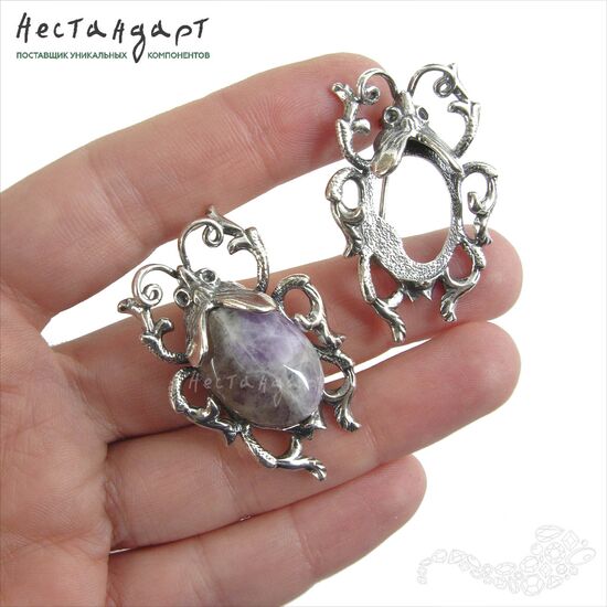 Основа для броши Scarabs Silver Plated 40х26 мм, изображение 2