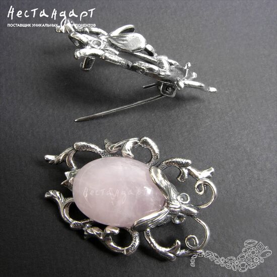 Основа для броши Scarabs Silver Plated 40х26 мм, изображение 3