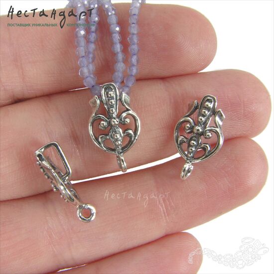 Бейл-держатель для кулона Wattle Silver Plated 17х10 мм, изображение 2