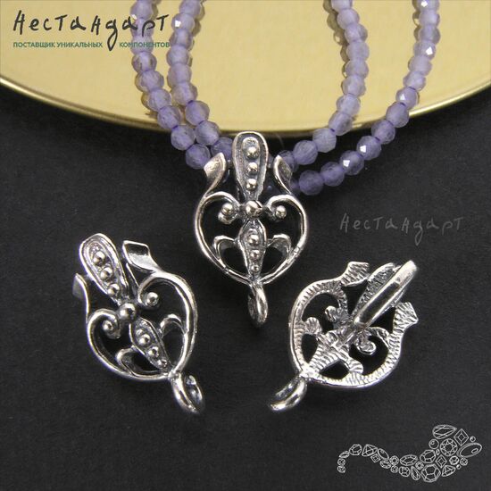 Бейл-держатель для кулона Wattle Silver Plated 17х10 мм, изображение 3