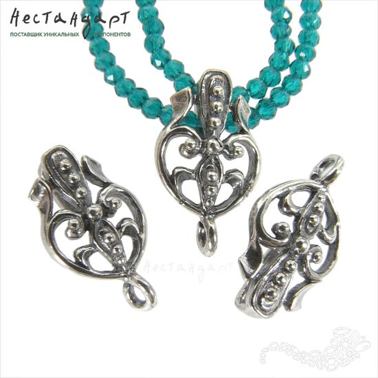 Бейл-держатель для кулона Wattle Silver Plated 17х10 мм, изображение 4