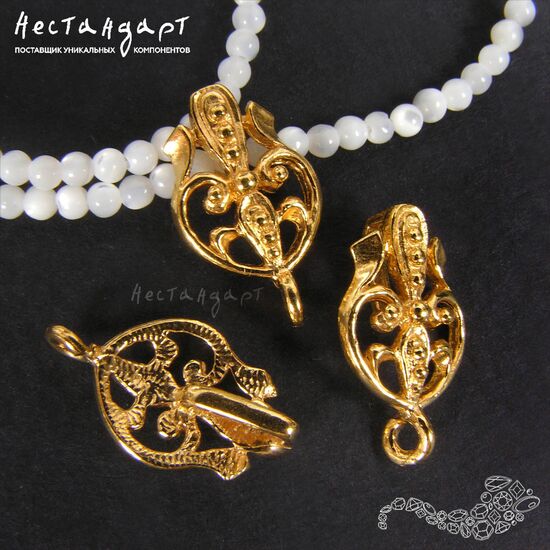 Бейл-держатель для кулона Wattle Gold Plated 17х10 мм, изображение 2