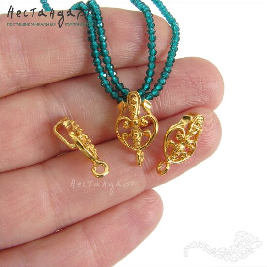 Бейл-держатель для кулона Wattle Gold Plated 17х10 мм, изображение 3