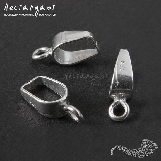 Бейл-держатель для кулона Tong Sterling Silver Rhodium Plated 10х3, изображение 2