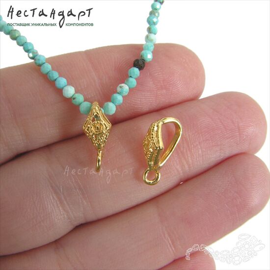 Бейл-держатель для кулона Vintage Gold Plated 12х5 мм, изображение 2