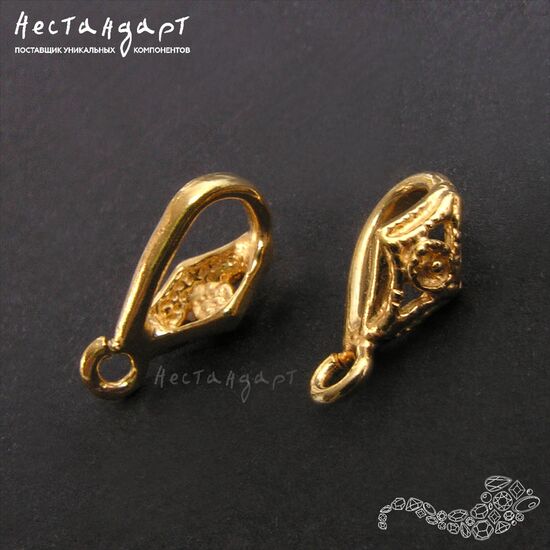 Бейл-держатель для кулона Vintage Gold Plated 12х5 мм, изображение 3
