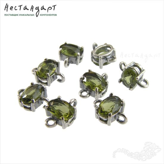 Коннектор со вставкой Mini Verdelite Crystal Silver Plated 9х6 мм, изображение 2