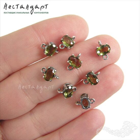 Коннектор со вставкой Mini Verdelite Crystal Silver Plated 9х6 мм, изображение 3