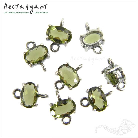 Коннектор со вставкой Mini Verdelite Crystal Silver Plated 9х6 мм, изображение 4