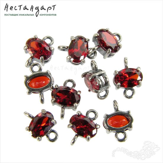 Коннектор со вставкой Mini Hyacinth Fianit Silver Plated 9х6 мм